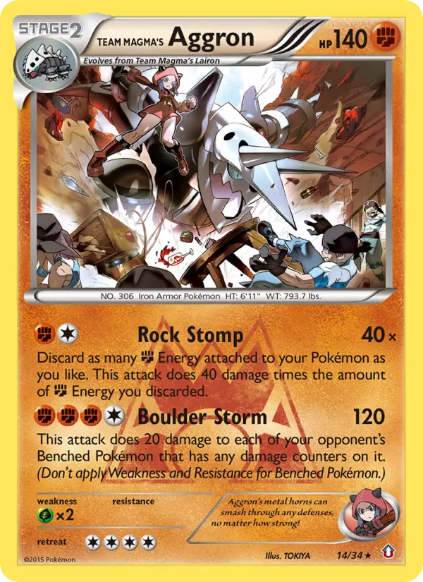 Team Magma's Aggron 14 card from Double Crisis