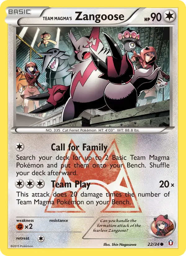 Team Magma's Zangoose 22 card from Double Crisis