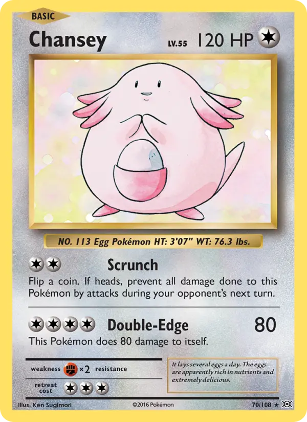 Chansey 70 card from Evolutions