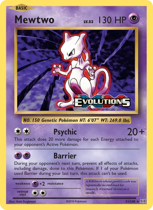 Mewtwo 51 card from Evolutions