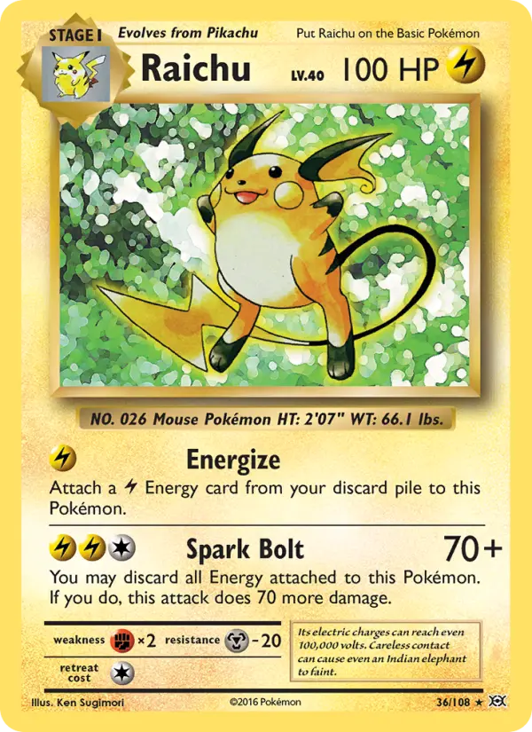 Raichu 36 — Evolutions 36, Holofoil finish