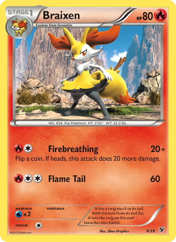 Braixen 9 — Kalos Starter Set 9, Holofoil finish