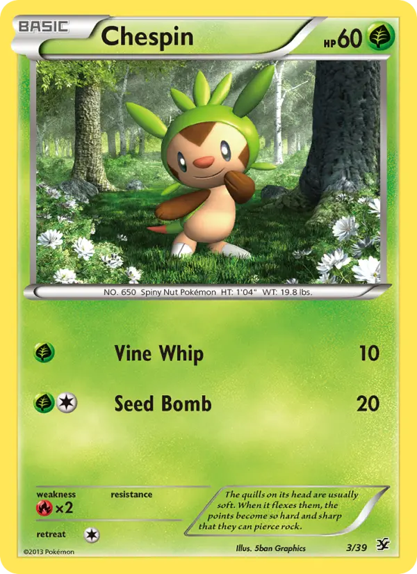 Chespin 3 card from Kalos Starter Set
