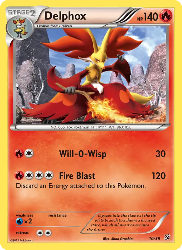 Delphox 10 — Kalos Starter Set 10, Holofoil finish