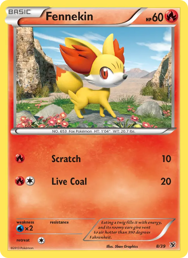 Fennekin 8 card from Kalos Starter Set
