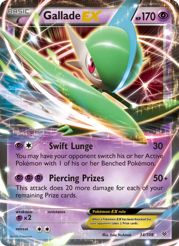 Gallade-EX 34 — Roaring Skies 34, Holofoil finish