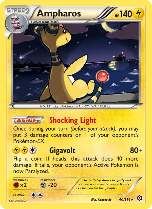 Ampharos 40 card from Steam Siege