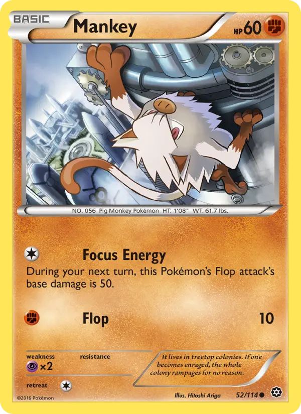 Mankey 52 card from Steam Siege