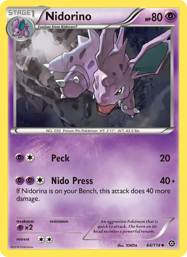 Nidorino 44 card from Steam Siege