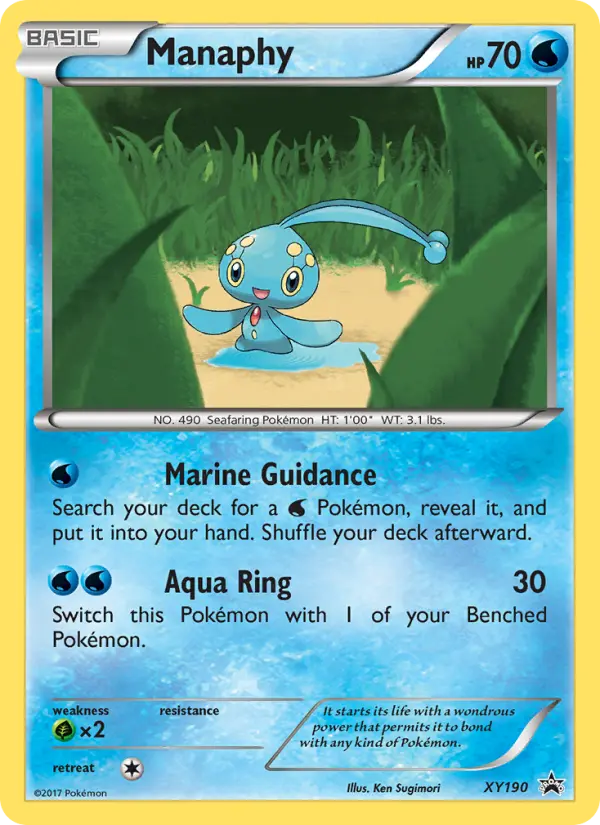 Manaphy XY190 card from XY Black Star Promos
