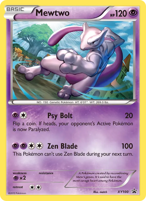 Mewtwo XY100 card from XY Black Star Promos