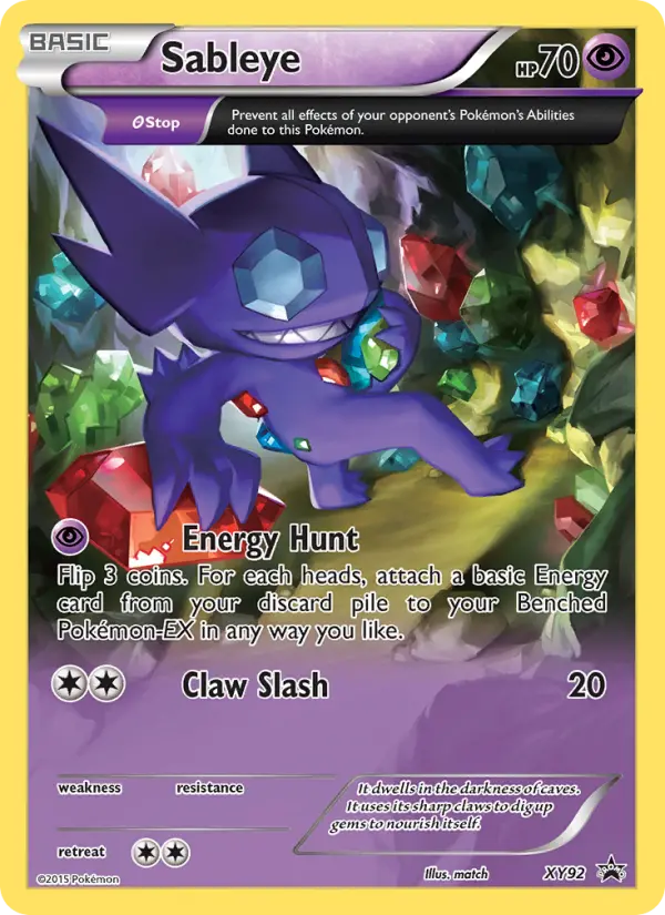 Sableye XY92 card from XY Black Star Promos
